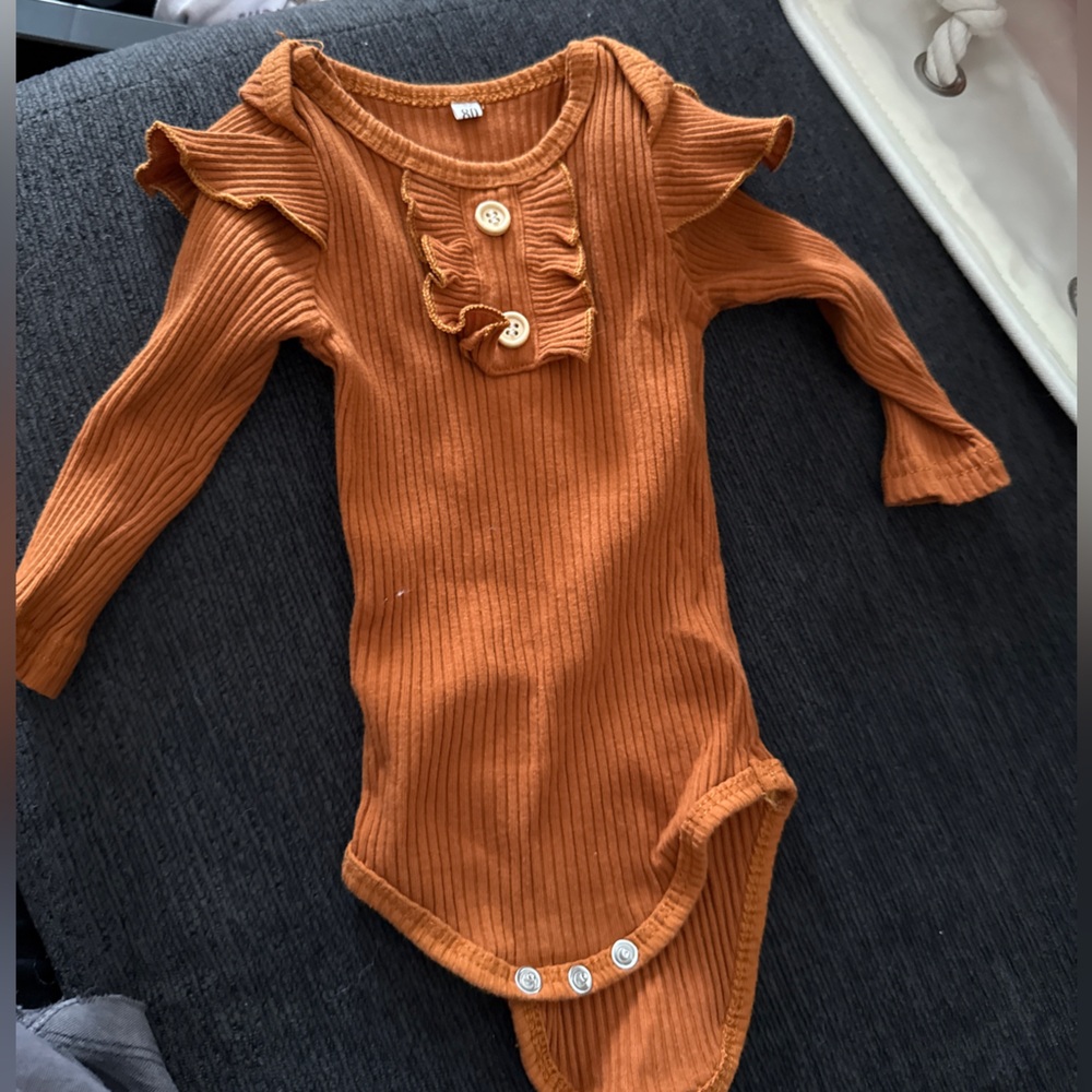 Ribbed Rust Kids One Piece